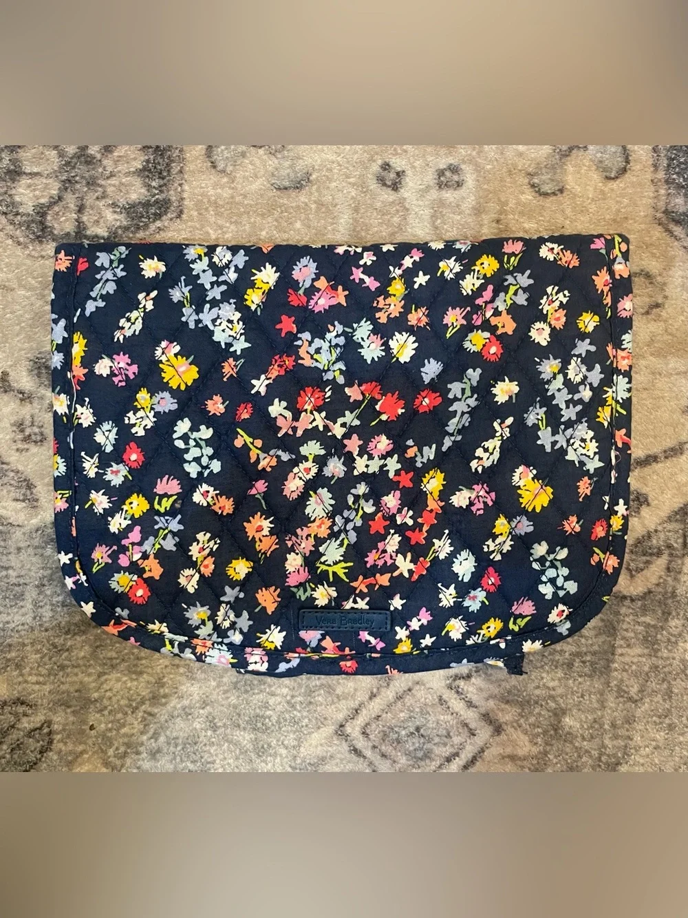 Vera Bradley Scattered Wildflowers Navy Floral Hanging Cosmetic Organizer